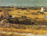 Harvest at La Crau,with Montmajour in the Background